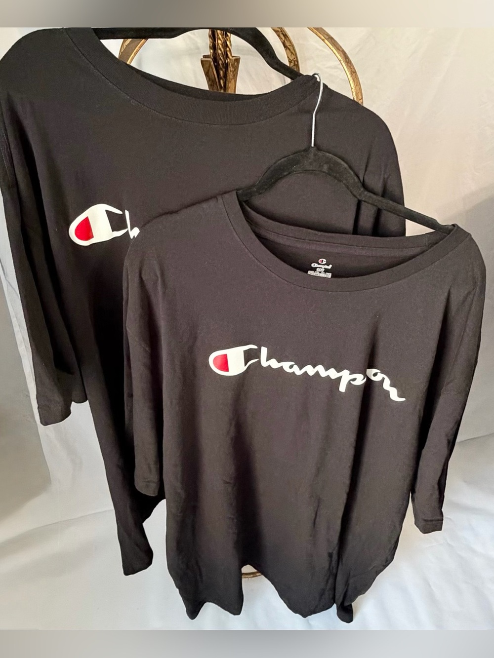 Lot of 2 Champion Men’s Black Classic Script Logo T-Shirts Size 3XT Big & Tall